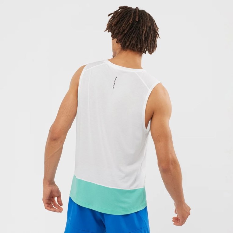 Tank Top Salomon Cross Run Estampados Hombre Blancos Turquesa | MX RHEY973